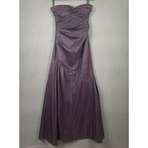 Bill Levkoff Dress Womens 8 Purple Strapless Satin Gown Formal Evening Prom
